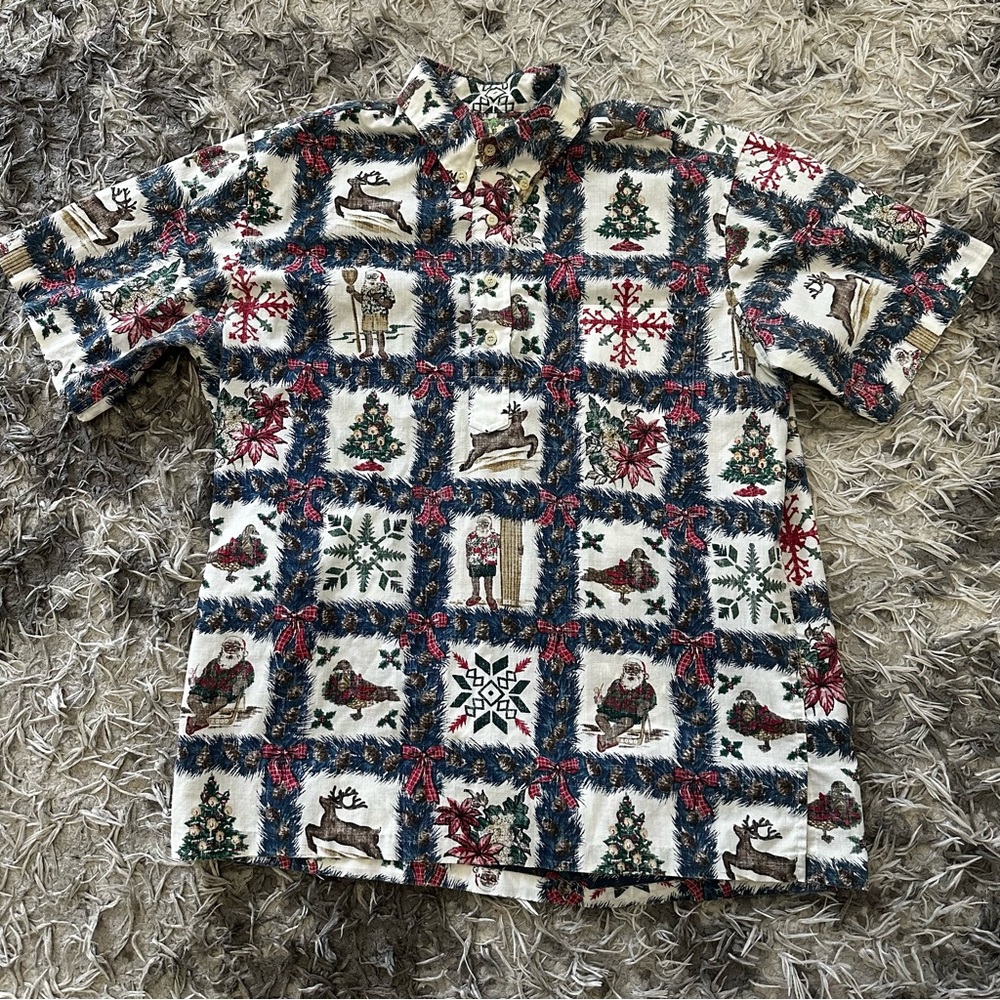 Vtg 2000 Reyn Spooner Mele Kalikimaka L Hawaiian Christmas Goose Deer Goose
